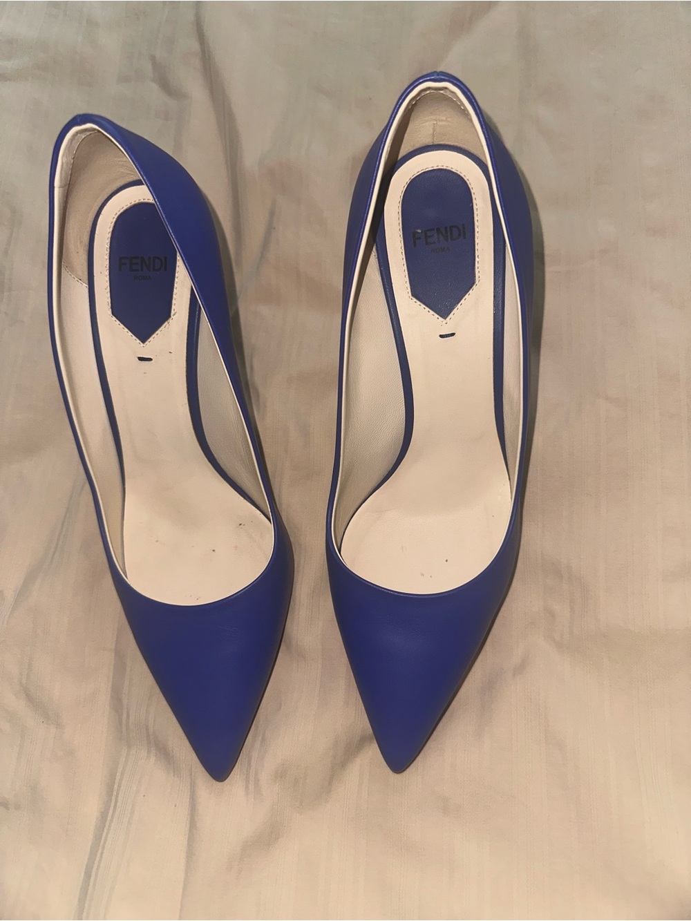 Fendi Cobalt Blue Pointed Leather Pumps